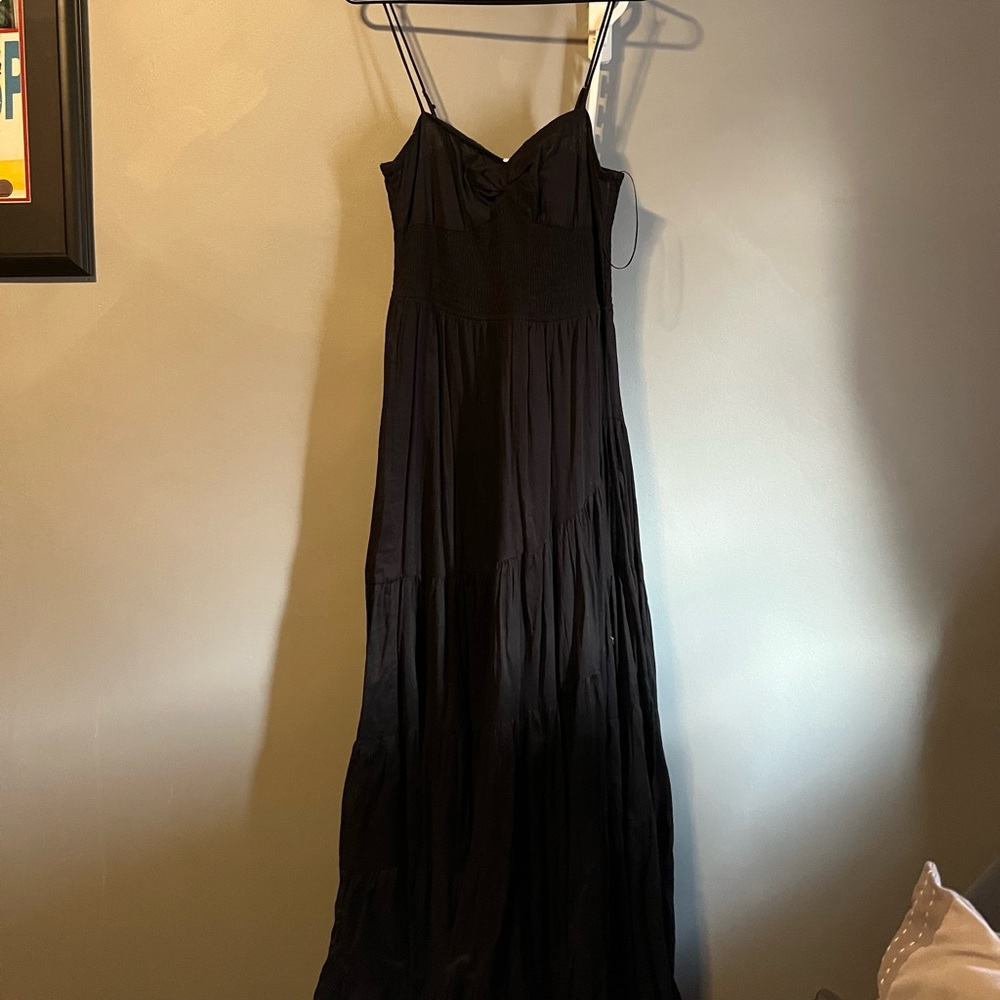 NWT Free People Sundrenched Solid Maxi Dress in Black size large originally $148